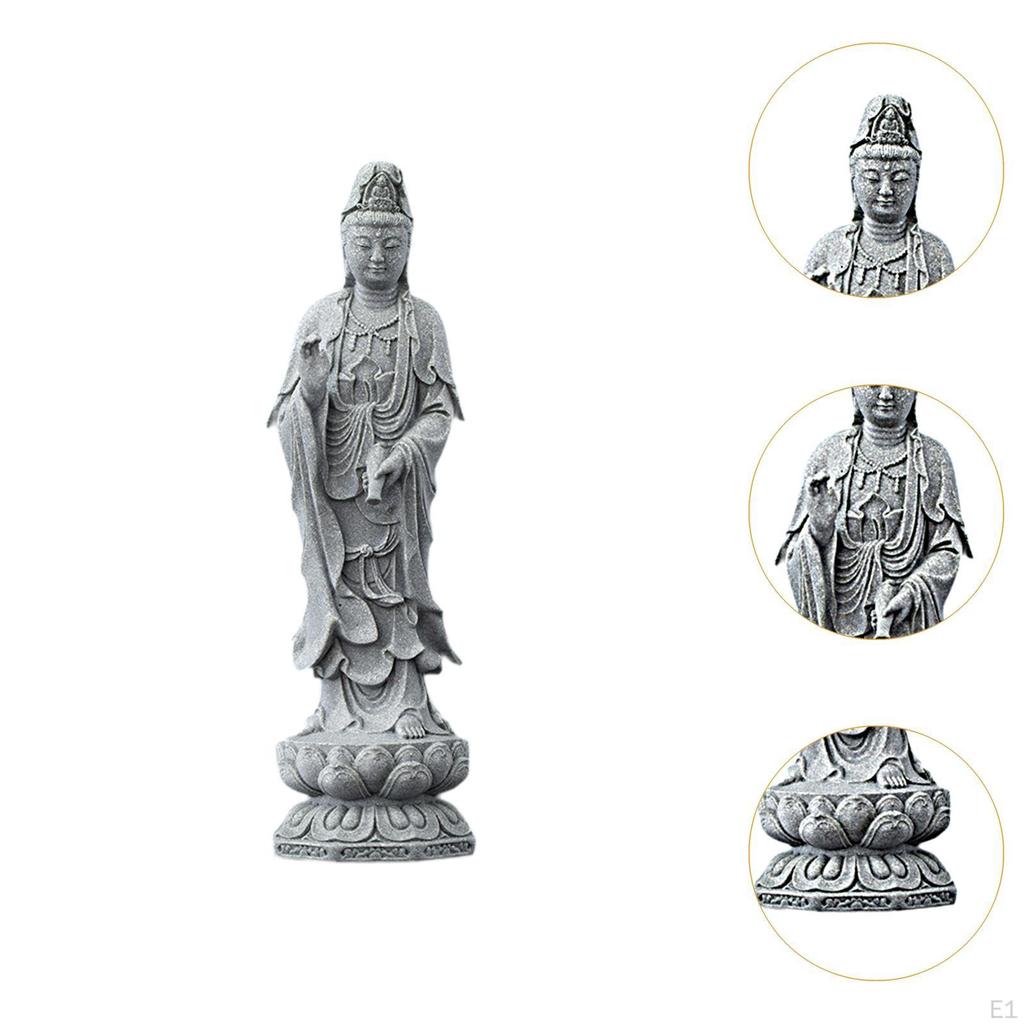 Guan Yin Statue Female Buddha Sculpture Collectible Crafts Ornament Kuanyin Figurine for Bedroom