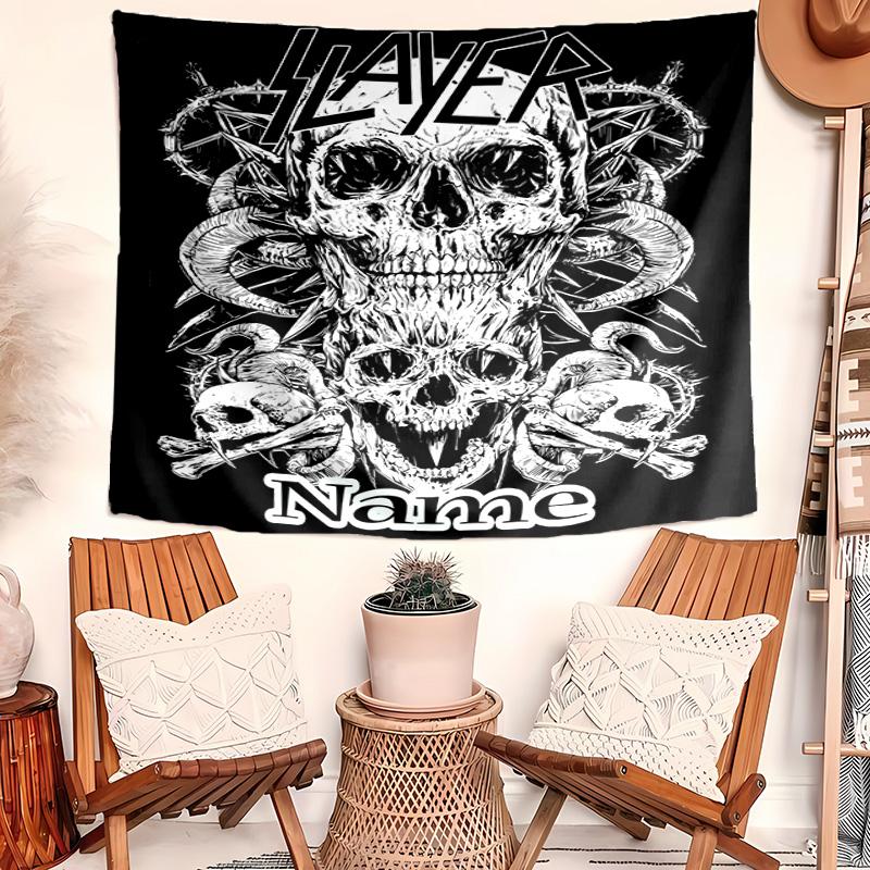 Personalized Slayer logo Background Tapestry,Custom Name Birthday Party,Multifunctional Wall Decoration for Home Decor,Various Occasions