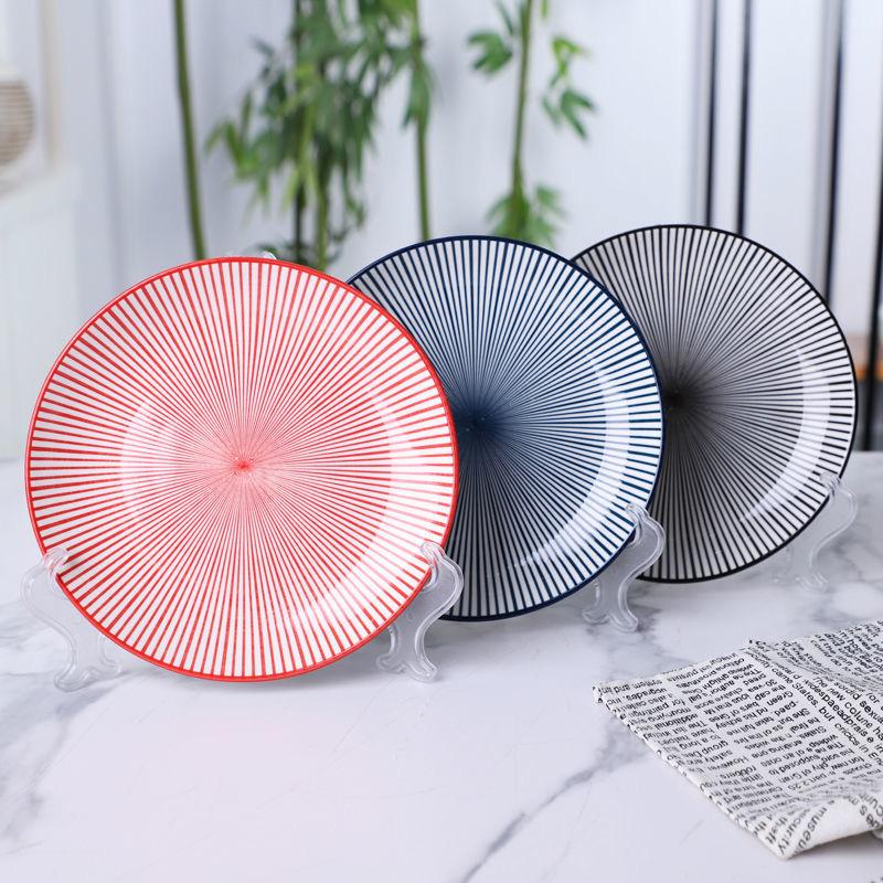 Personalisiertes gestreiftes Scheibengeschirr, Keramikteller, Steakteller, Salatteller, Küchenzubehör