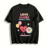 Love More Worry Less Cute Heart Daisy Graphic Casual Tee Pure Cotton T-shirt