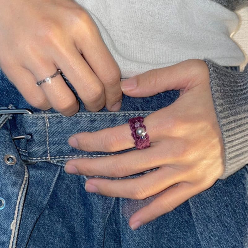 MERRYMOTIVE Gem with knitted ring (Purple)