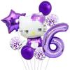 Cartoon Cat Pink Purple Rose Red Digital Bow Aluminum Film Balloon Baby Birthday Background Decoration Party