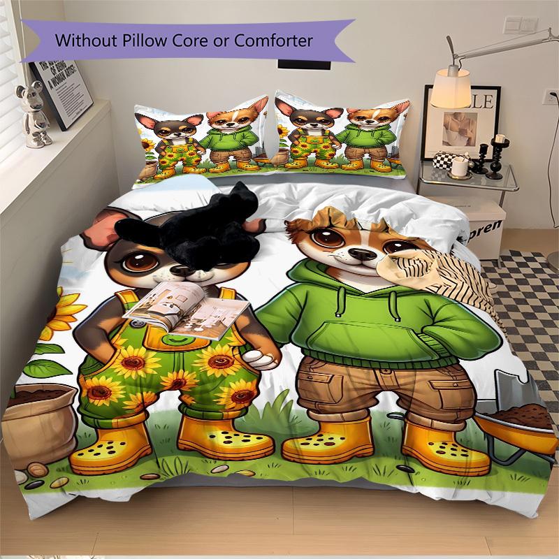 

Набор постельного белья для собаки с принтом подсолнухов, 3 предмета - Включает один пододеяльник и две наволочки (Нет ядра) - Дизайн в стиле аниме и мультфильмов, Полиэстер, ПЭ 135x200cm