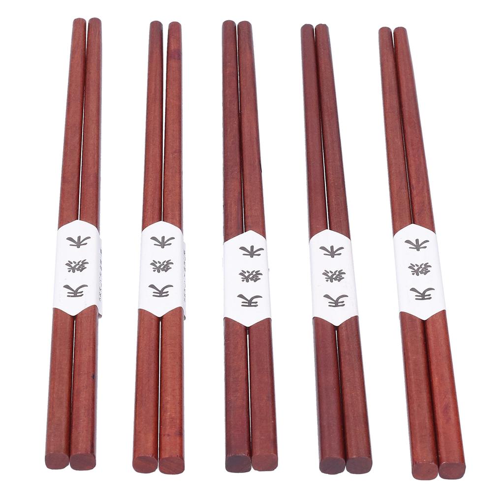 5Pairs Wooden Chopsticks Reusable   Wood Chopsticks for Home Kitchen Hotel