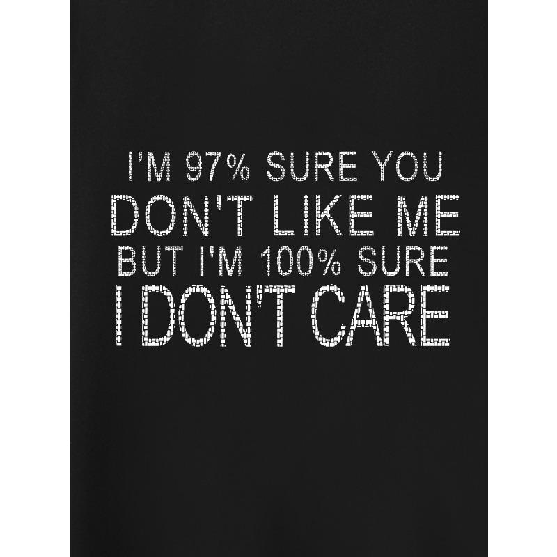 European Sizes Men's Oversized "I DON'T CARE" Print T-Shirt - Text Casual Summer Tee with Medium-Stretch Fabric, Round Neck Loose Fit Top