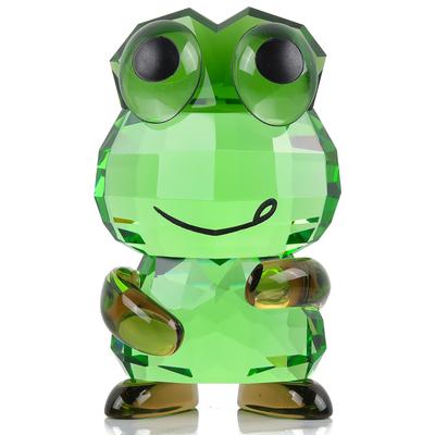 Figurine grenouille en verre de cristal Qianwei K9, en verre exquisément fait à la main avec un design réaliste, charme Feng Shui, décoration d'entrée ou de salle de bain, un élégant
