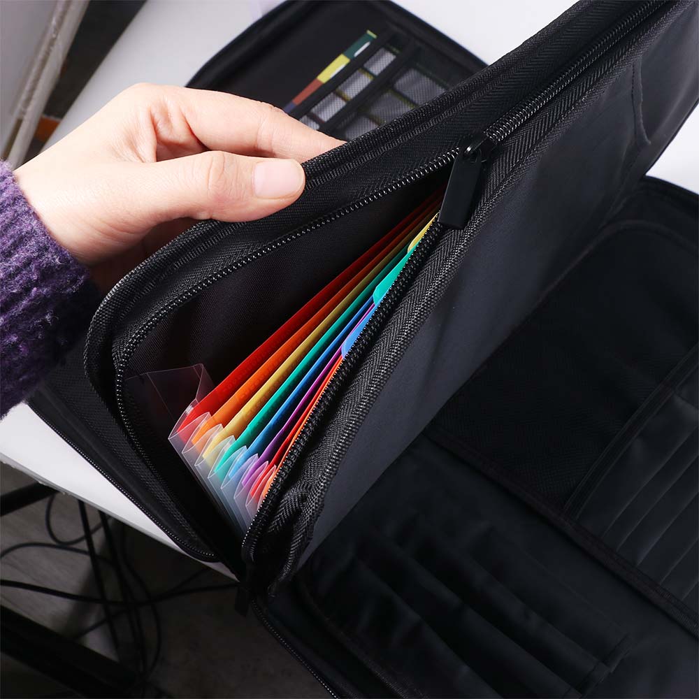 Waterproof Handheld File Bag 13 Accordion Pocket Portable Safe Storage Case  Papers