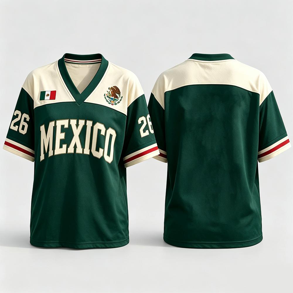 Mexico Soccer Jersey Mexico V Neck Comfortable Breathable Mesh Jersey Football Shirt Mexico Fan Gift Unisex Sportswear Clothing XXS