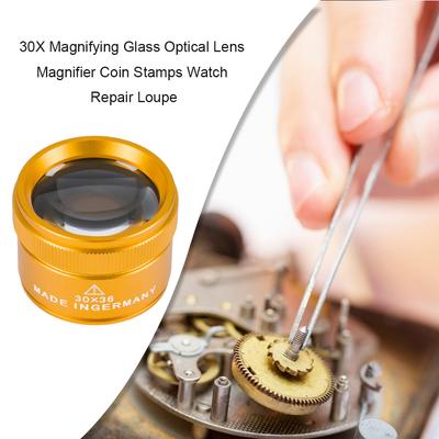 30X Magnifying Glass K9 Optical Lens Monocle Magnifier LED Illuminated Magnifier Eye Lens Watch Repair for Coin Stamps Loupe