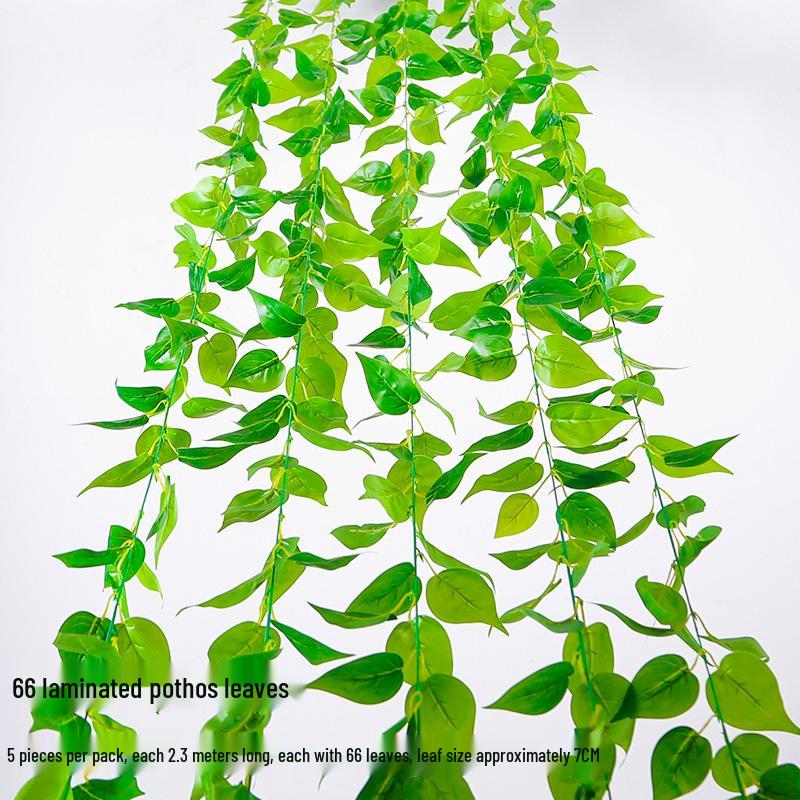 Artificial Rattan Vines for Pipe and Ceiling Decoration - Fake Green Leaves