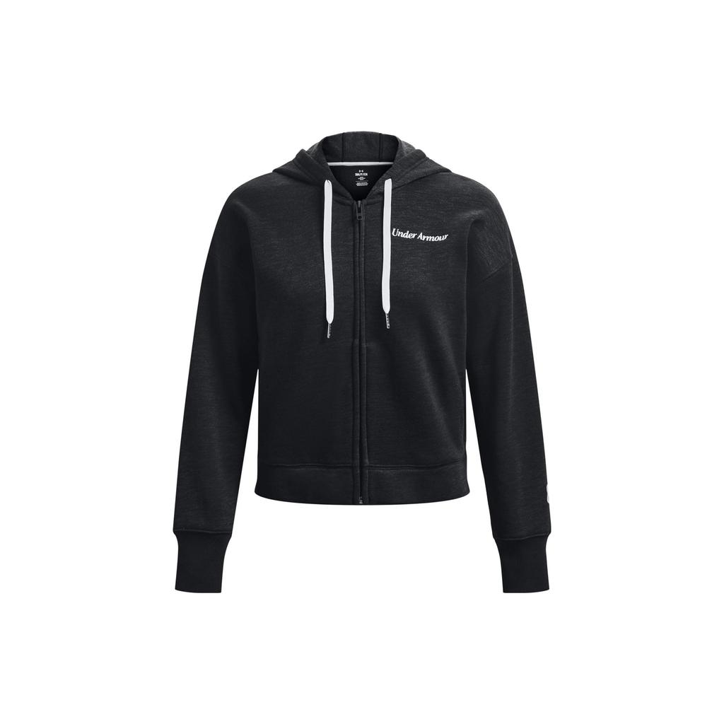 Under Armour Solid Color Logo Print Zip-Up Hoodie Women hoodies Black 1374106-001