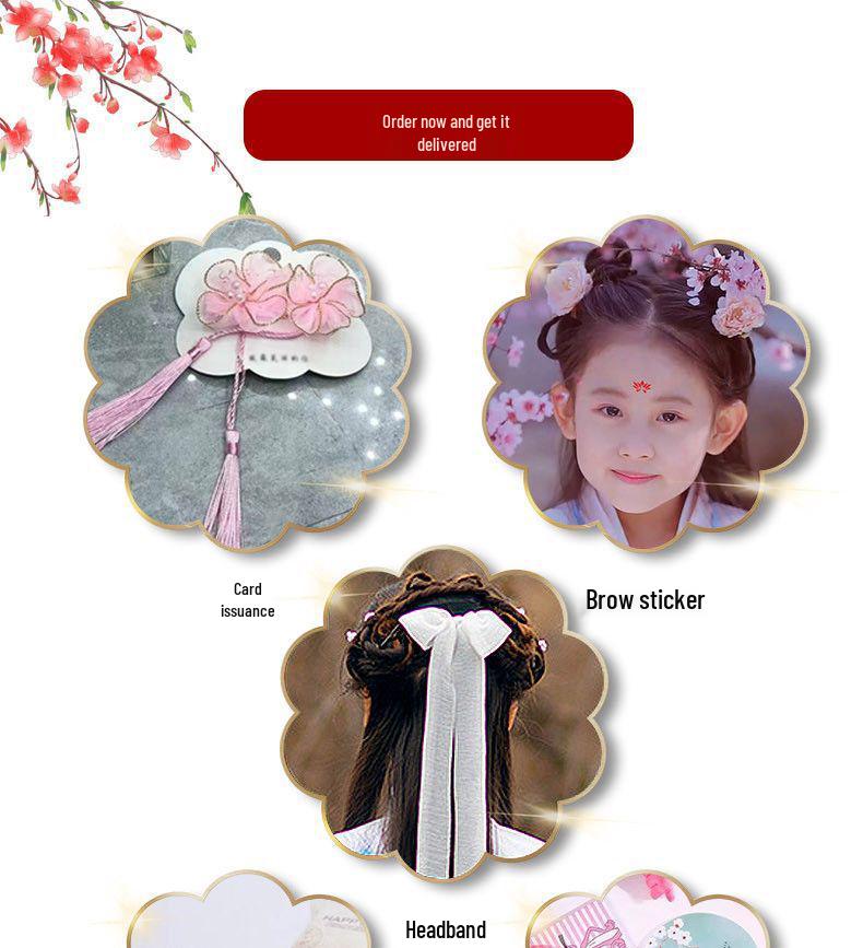 White Girls' Hanfu: New Style Ancient Chinese Fairy Dress with Flowing Guzheng Skirt for Children