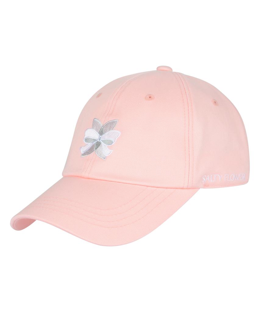 Soltipeullawo White Ribbon Embroidered Signature Cap Pink