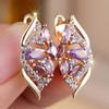 Elegant Purple Zircon Drop Earrings for Women Luxury Gold Color Wedding Party Jewelry Gifts