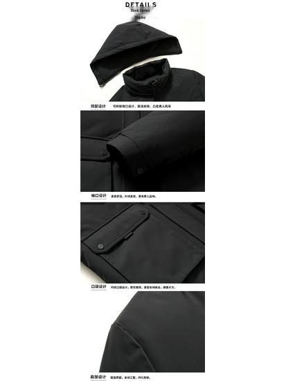 LOMON Men's Thickened Hooded Down Jacket - Removable Lining, Warm Winter Outerwear for Dad