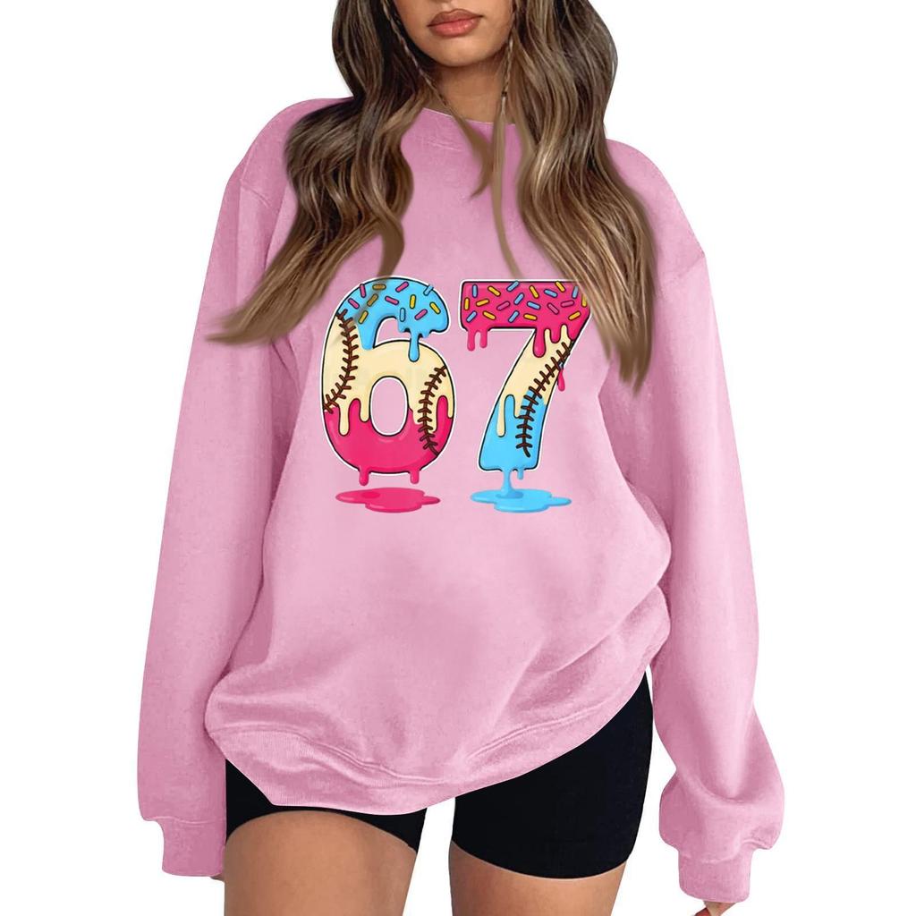 Women's Fashionable Casual Long-Sleeved Round-Neck Printed Pullover Sweatshirt