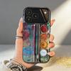 Watercolors Set Paint Palette Phone Case For iPhone17,16,15,14,13,12,11,Pro,MAX Gray Matte Silicone Black Cover