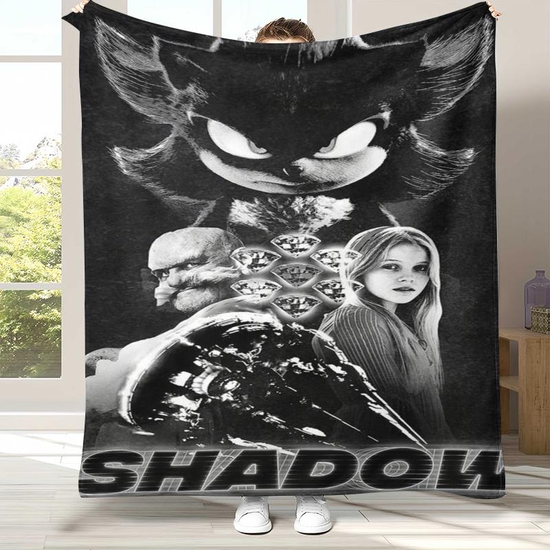 Retro S-Sonic Cartoon Game Flannel Blanket,Ultra Soft Warm Plush Throw for Home Bedroom Bed Sofa Cover Camping Picnic Gift