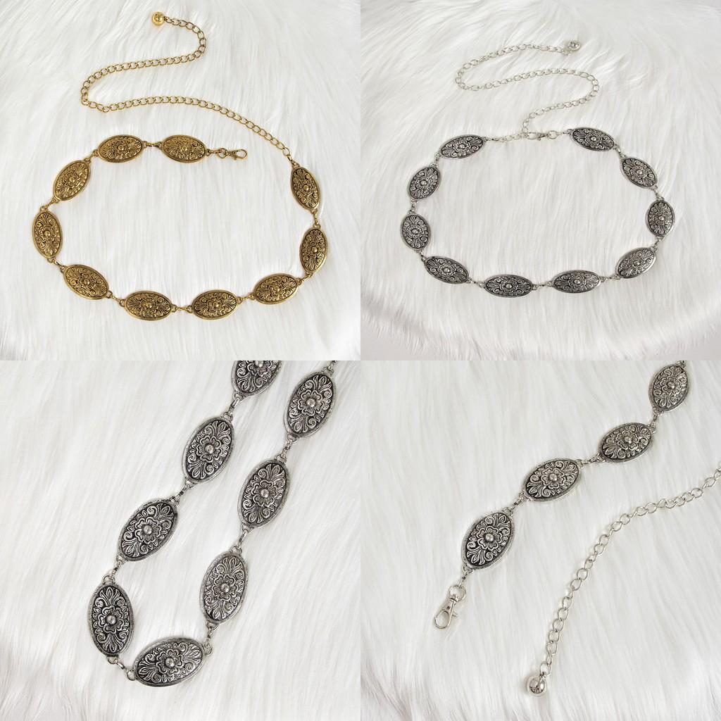 Classic Metal Woman Waist Chain With Embossed Pattern Casual Accessory Fashion