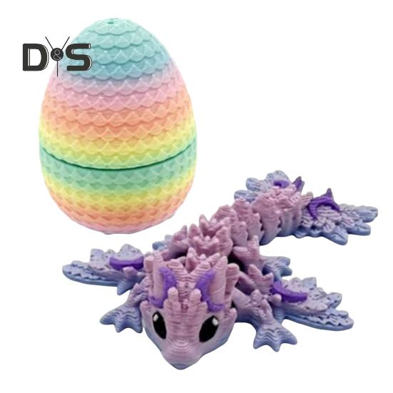 Kleines mysteriöses Drachenei. 3D-gedrucktes Drachenornament. Kräftige Farbe. Realistisch aussehendes Osterei mit voll beweglichem Drachen.