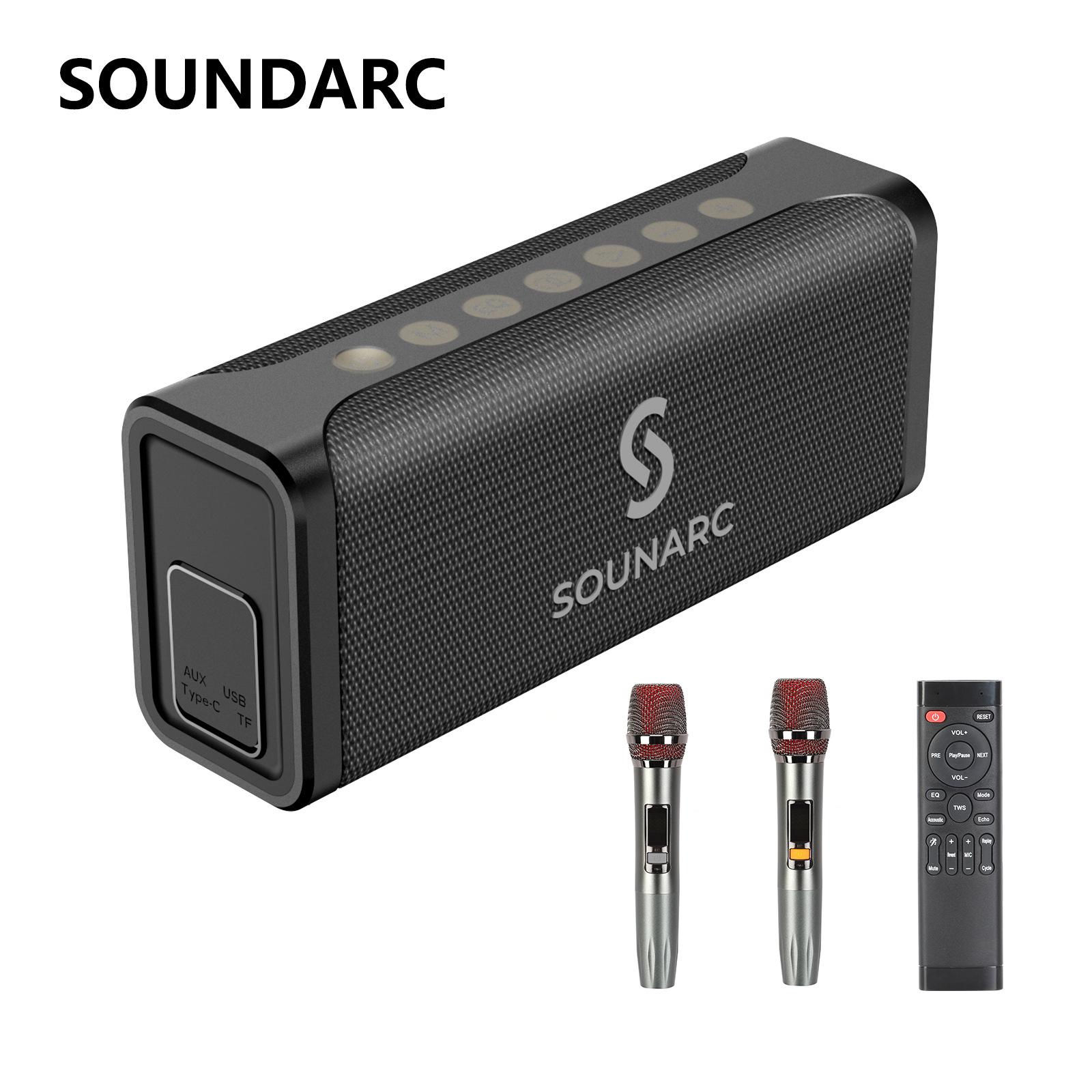 

Sounarc M1 Dual Microphone Party Box 80 Вт Беспроводная караоке Bluetooth-колонка TWS Стерео сабвуфер Открытый 8000 мАч Карточные колонки чёрный