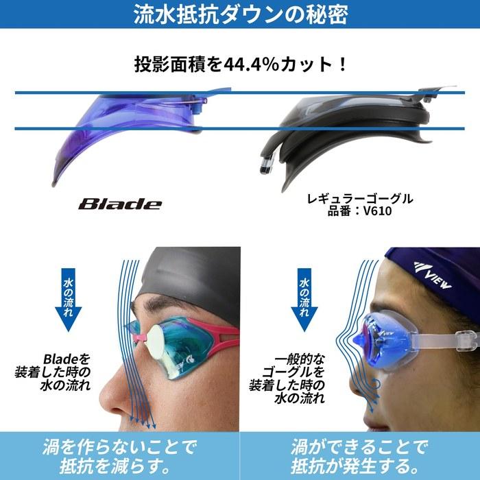 [View] Blade Racing Goggles WORLD AQUATICS Approved Mirror Swipe Anti-Fog Non-Cushion Fit Low Resistance Smoke x Emerald V121SAM SKEM Made