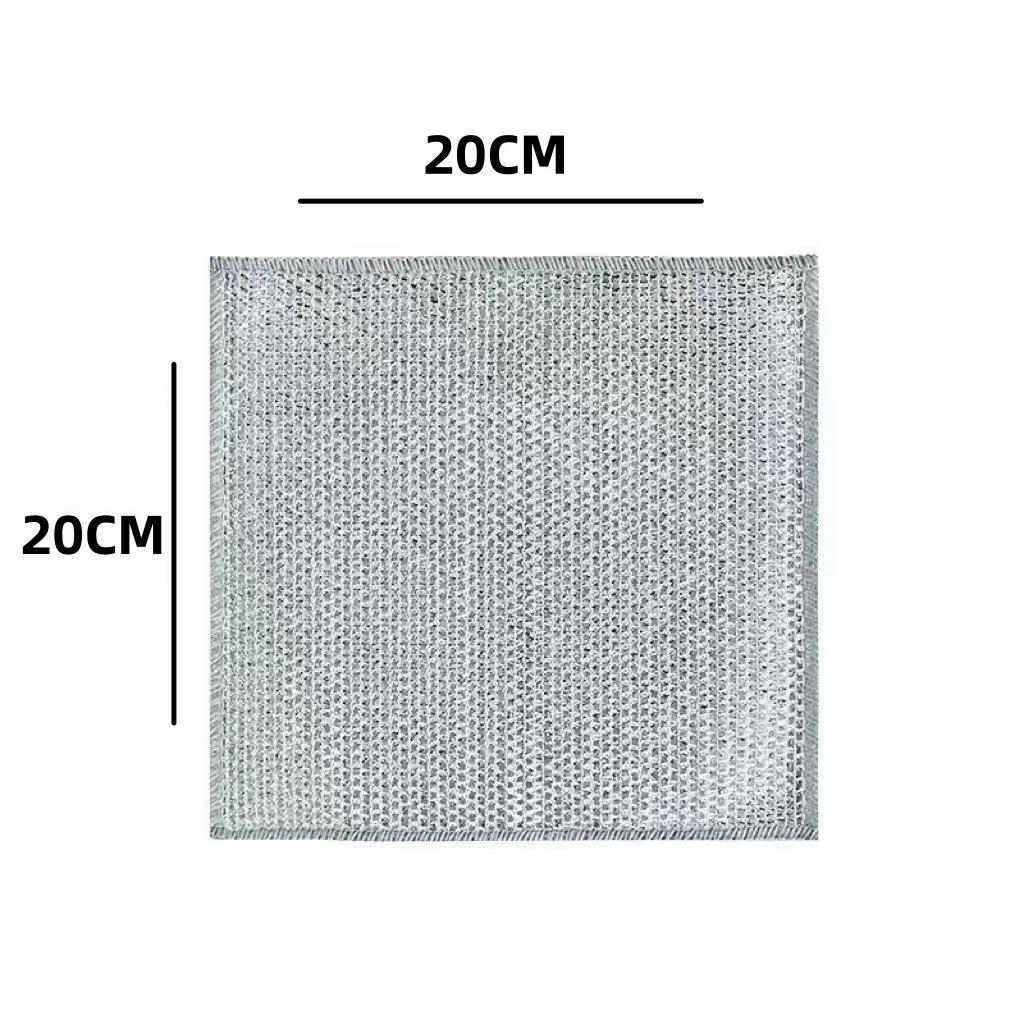 Non-Stick Steel Wool Dishcloth & Dual-Sided Cleaning Brush for Kitchenware