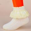 Kids Girls Fashion Solid Color Lace Trim Breathable Mesh Short Cotton Socks