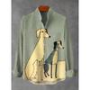 New Spring and Autumn Best-selling Men's Long-sleeved Comfortable Shirt Retro Kitten Pattern Art Print Shirt