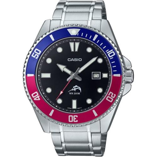

Casio CASIO Standard Analog Sports Watch MDV-106DD-1A2V Men s 20 ATM Water Resistant Blue/Red Bezel Metal Band Overseas Model