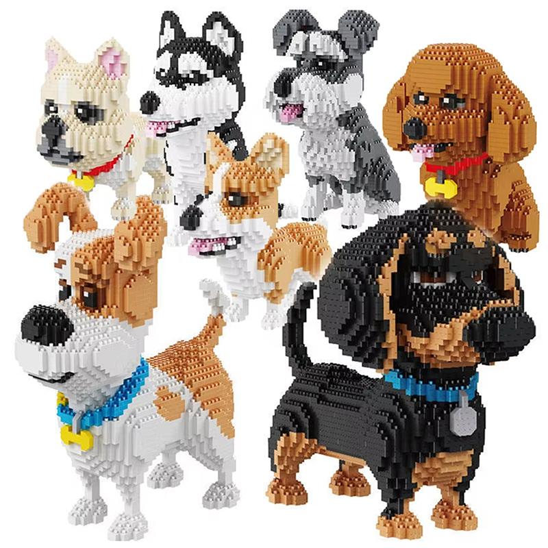Cartoon Animal Building Blocks Creative Pet Dog Assembly Toy Diy Educational Puzzle Parent-Child Interactive Toy Gifts