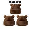 Women Chunky Bear Ear Knit Hat 2025 Korean Loose Slouchy Winter Cap Faux Fur Ears Thermal Ear Flap Beanie