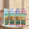 1PC Amsterdam Vintage Building 750ml Color Plastic Sports Water Bottle Leakproof Flip Straw Lid For Sports Office Home Use