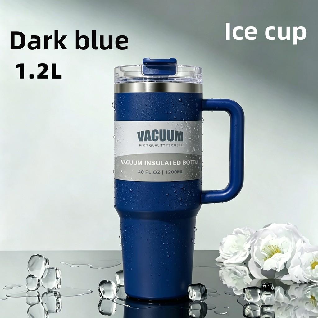 40oz Stainless Steel Car Mug With Handle And Straw For Travel And Office Use