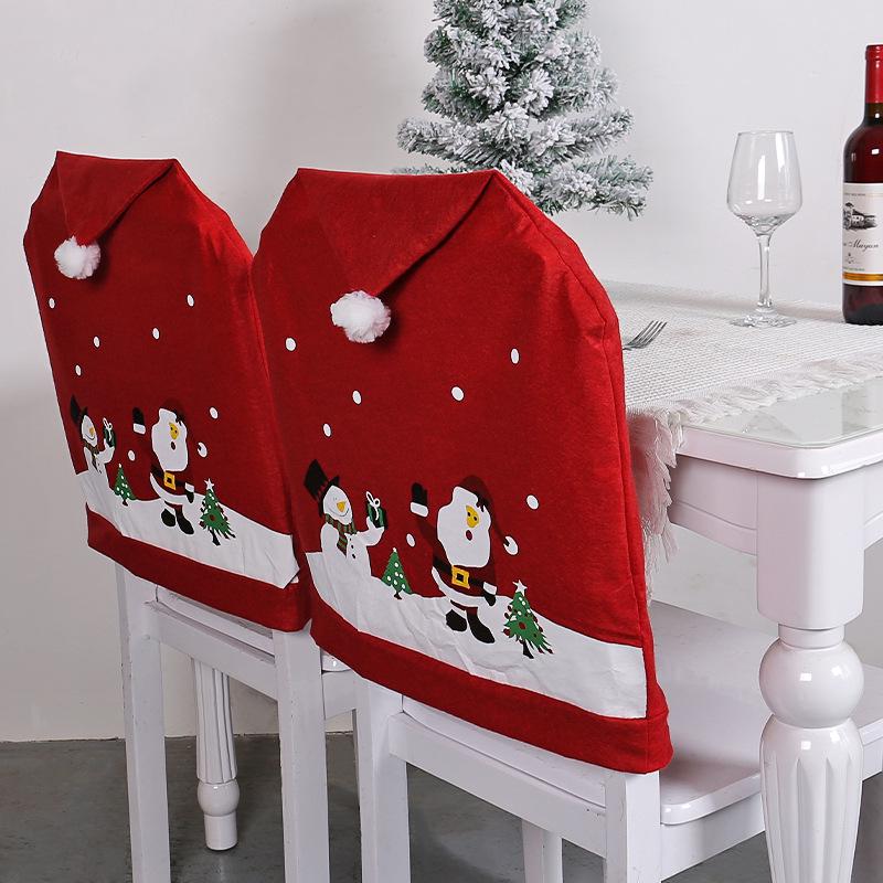 Potah na židli Vánoční stromek - Netkaný sváteční design klobouku opěrky zad