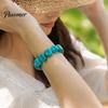 Trendiger Handschmuck für Damen Perlenarmband Herren, Blaue Simulationssteine Einzigartige Tintenstruktur Perlen Acrylperlen Armbänder, Elastisches Stretch Klobig Nicht