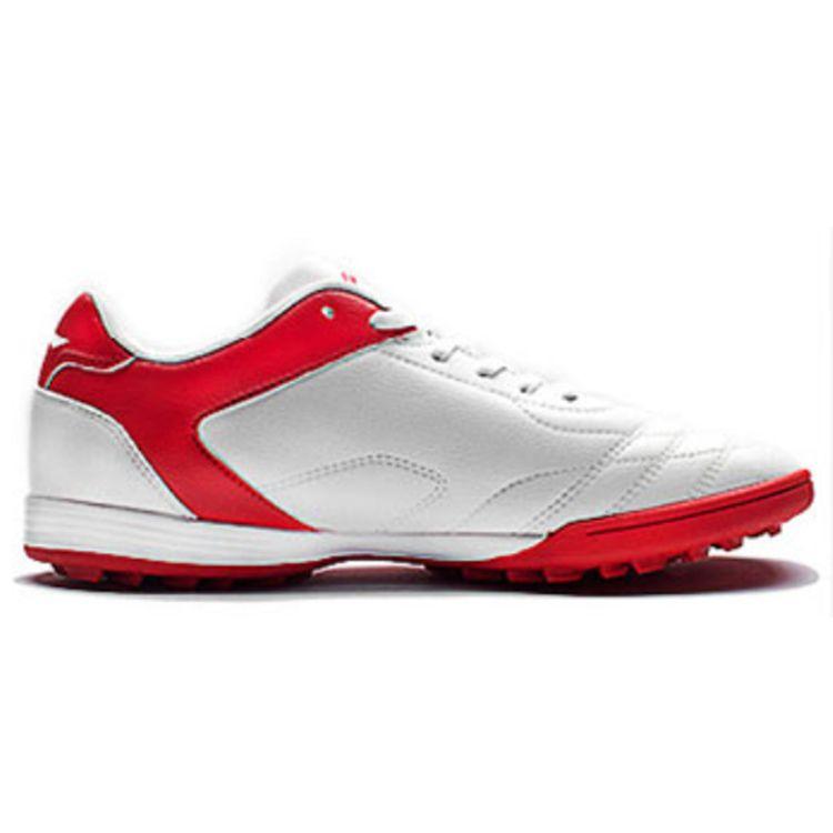 Scarpe da calcio da uomo Li Ning TF con tacchetti in pelle sintetica per erba artificiale ammortizzanti antiscivolo resistenti all'usura Scarpe da calcio Bianco Rosso ASTQ011-1