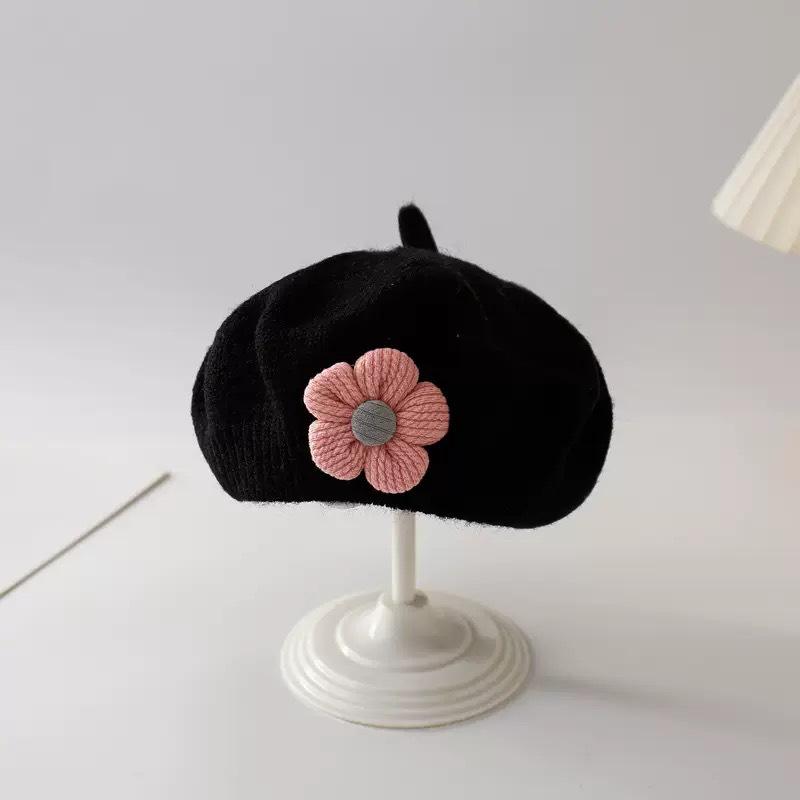 Infant Spring & Autumn Wool Beret - Cute Flower Knit Hat for Boys & Girls
