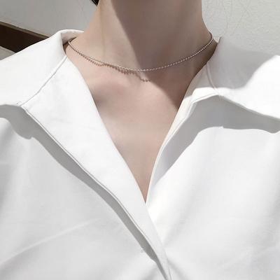 Whole Body Round Bead Choker Necklace Japanese and Korean Chic Versatile Simple Collarbone Chain for Women