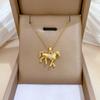 Hip Hop Zircon Horse Pendant Necklace for Women Men Stainless Steel Chain Jewelry Accessory Gifts