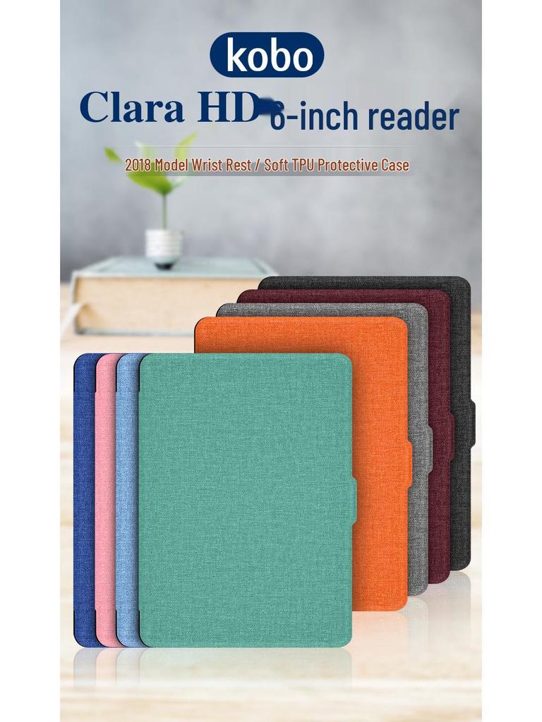 Compatible Kobo Clara HD Linen Texture Protective Leather Case for 2018 Model & Tolino Shine 3