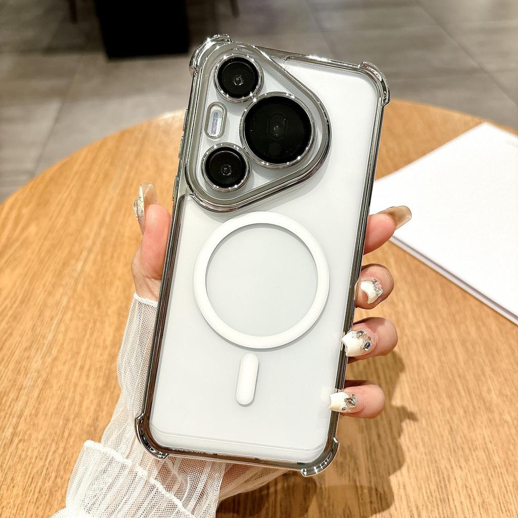 Applicable to Huawei mate70PRO mobile phone case airbag magnetic suction P80pro + electroplated four corners anti-drop mt40 protective case