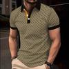 New Daily Casual Men's Short-sleeved POLO Shirt Fashionable 3D Printed Lapel Polo Jersey