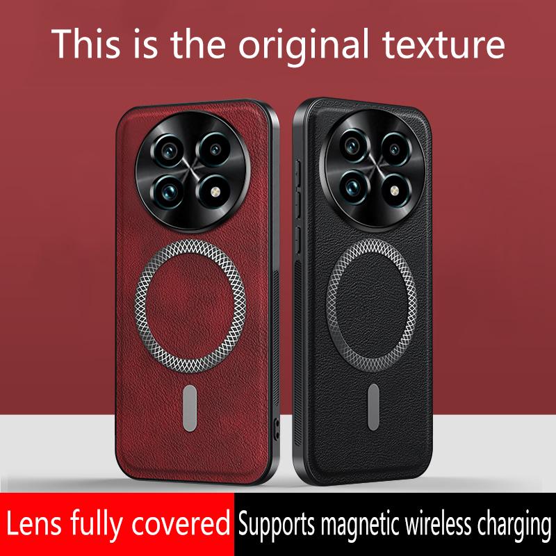 For Realme 13 Pro 5G Case Magnetic Elegant Leather Wear-Resistant Lens Fully Covered Non-Slip Grip Edge Cover Shell