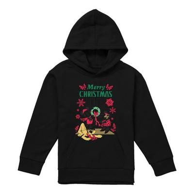 Childrens/Kids Mickey & Minnie Mouse Wreath Christmas Hoodie
