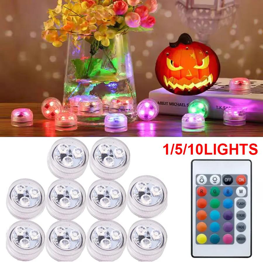 RGB 3/10 LED Underwater Light - Remote Control Waterproof, Kids Tools for Swimming Pool Party Decoration(With Insulating Sheet)
