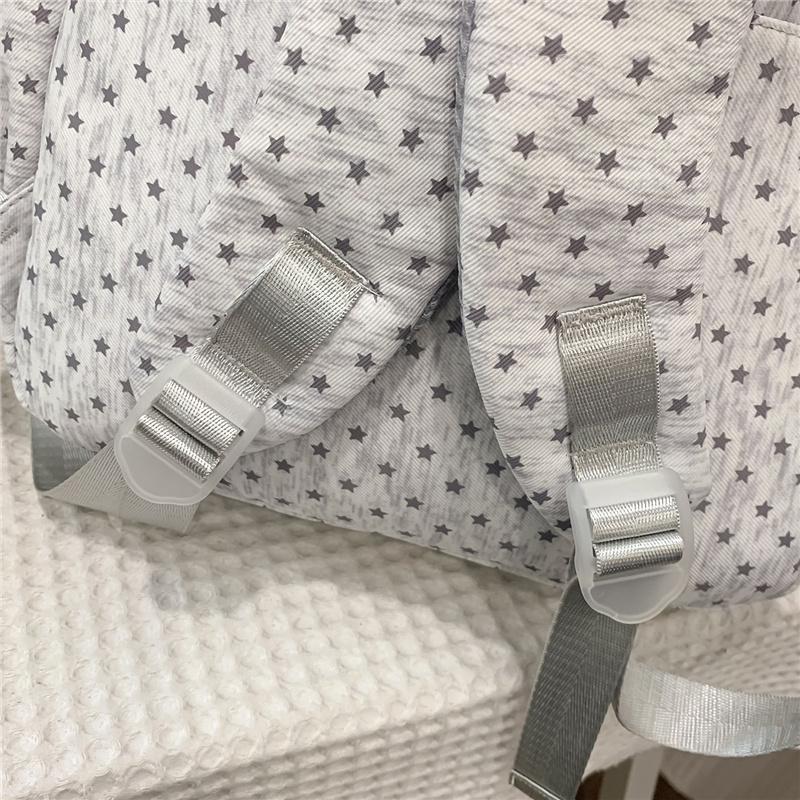 Star Print School Backpack with Front Mesh Pocket Top Handle Adjustable Straps Casual Daypack for Teen Girls