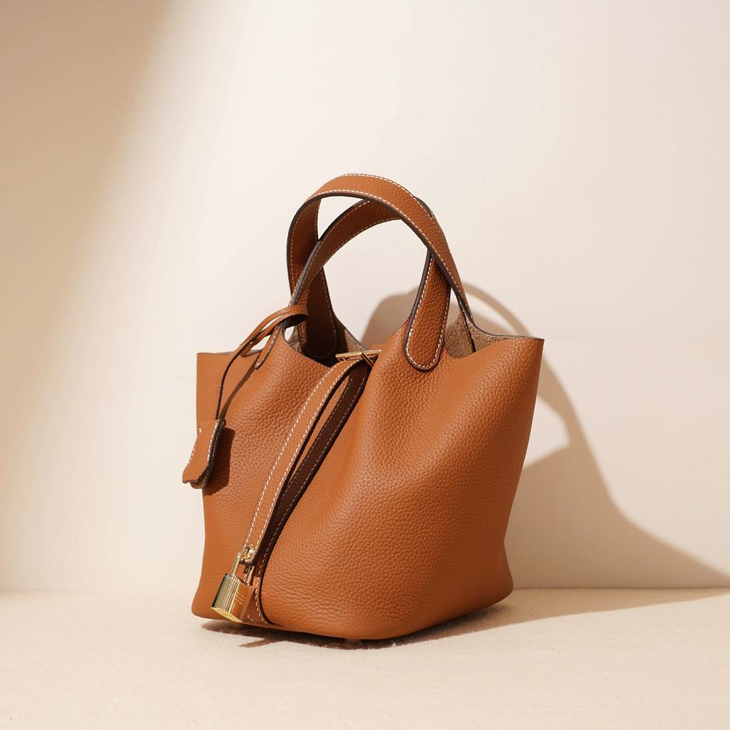 Women's Fashion Solid Color Leather Handbag with Lock Design, Casual Versatile Daily Shoulder Bag, Perfect Gift Purse