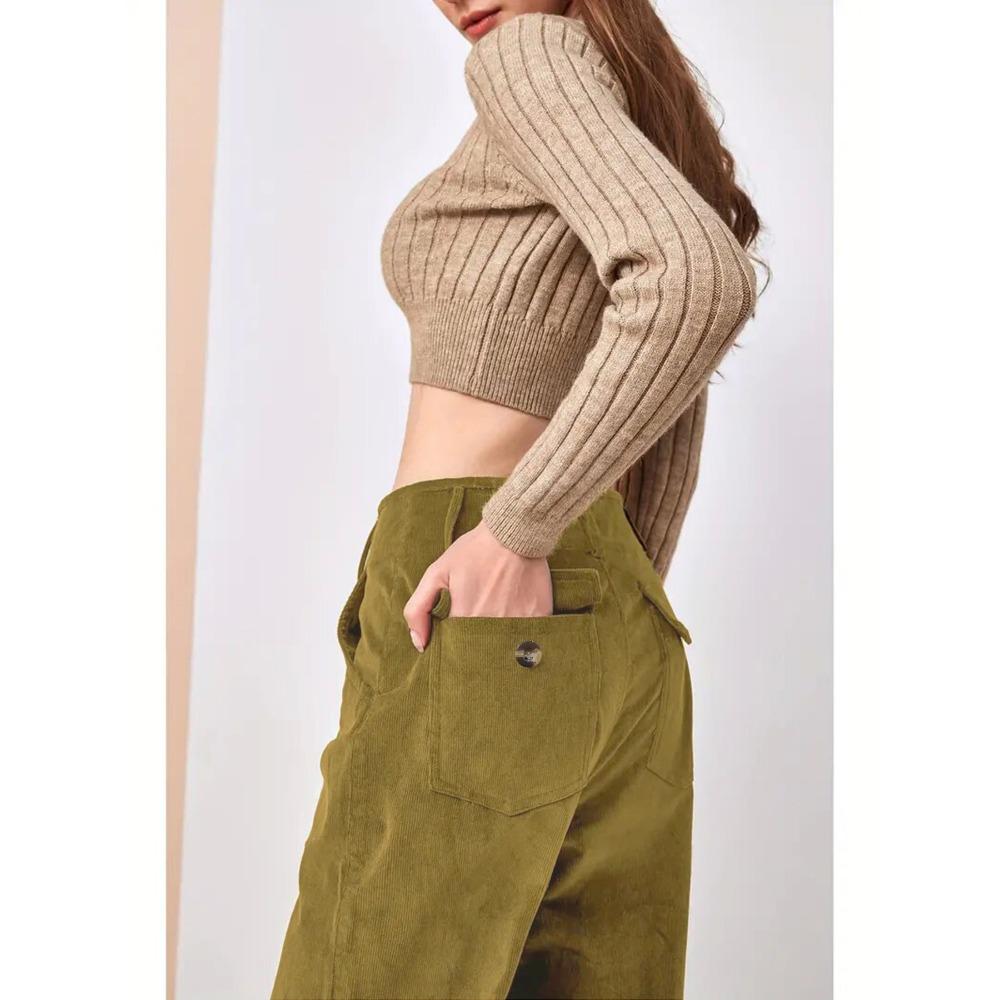 Slouchy High-waisted Casual Straight Pants for Women