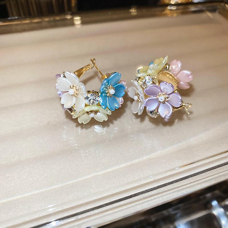 French Court Style Silver Needle Zircon Rectangular Earrings Exquisite Light Luxury High-end Stud Earrings Exaggerated Earrings Women